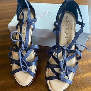 Sole Society "Gillian" Sandals Navy Blue Size 9